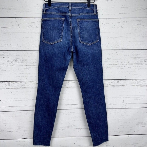 Frame Jeans 27 Le High Skinny Ankle Slit Dark Wash Denim Distressed High Rise - Picture 5 of 16